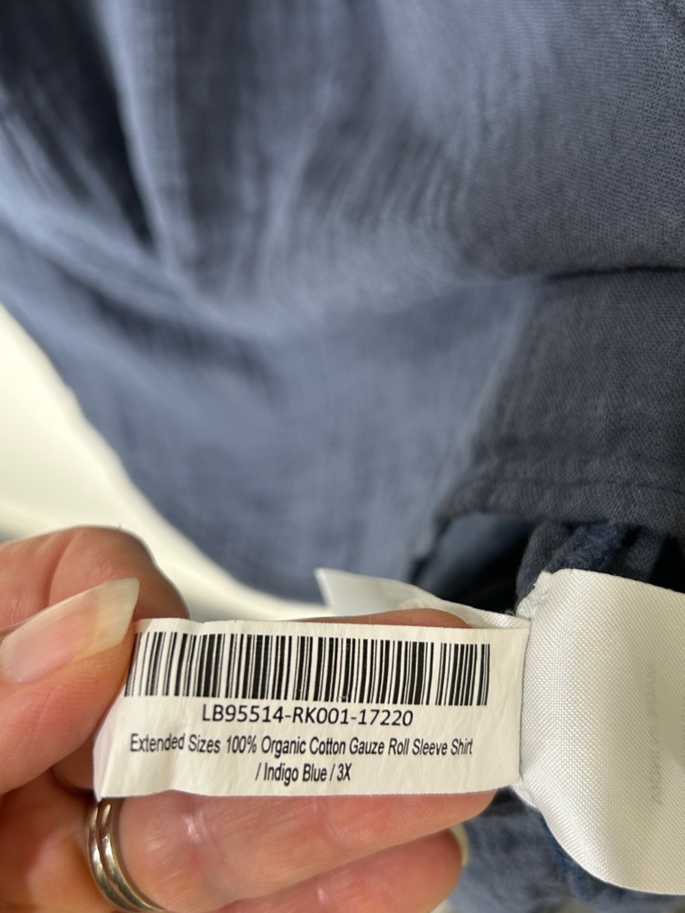 QUINCE 100% Organic Cotton Gauze Roll Sleeve Shirt Indigo Blue Size 3X - Picture 14 of 16